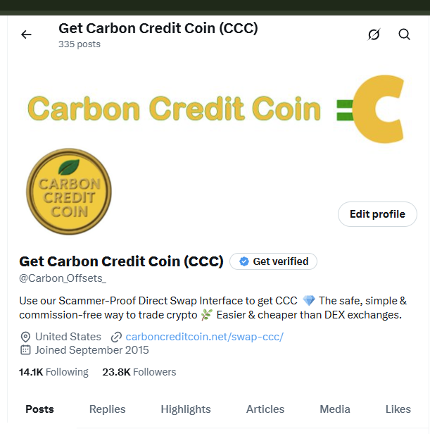 Screenshot of @Carbon_Offsets_ profile
